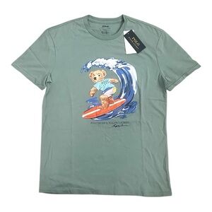 Polo Ralph Lauren Polo Bear T-Shirt Surfing Shirt GREEN - Size XL-TG and M